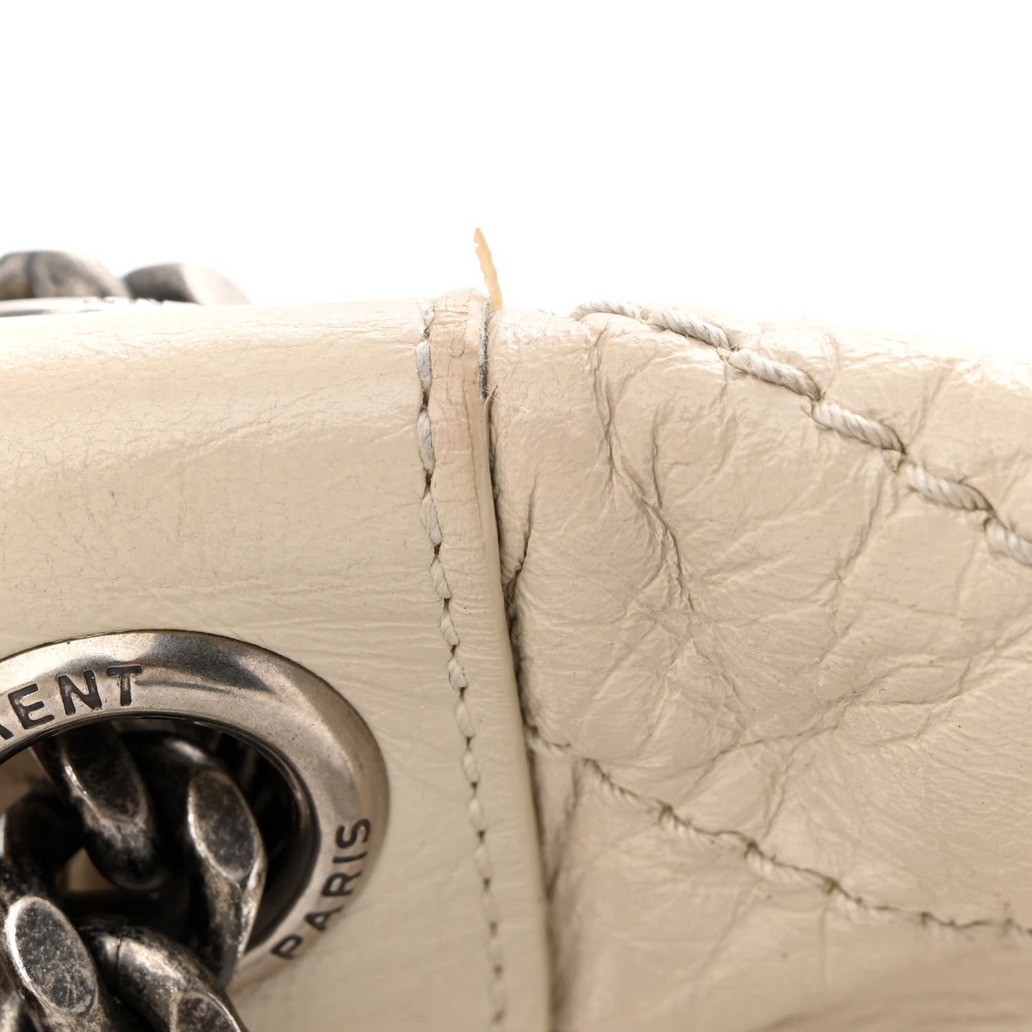 Crinkled Calfskin Matelasse Monogram Medium Niki Chain Satchel Crema Soft