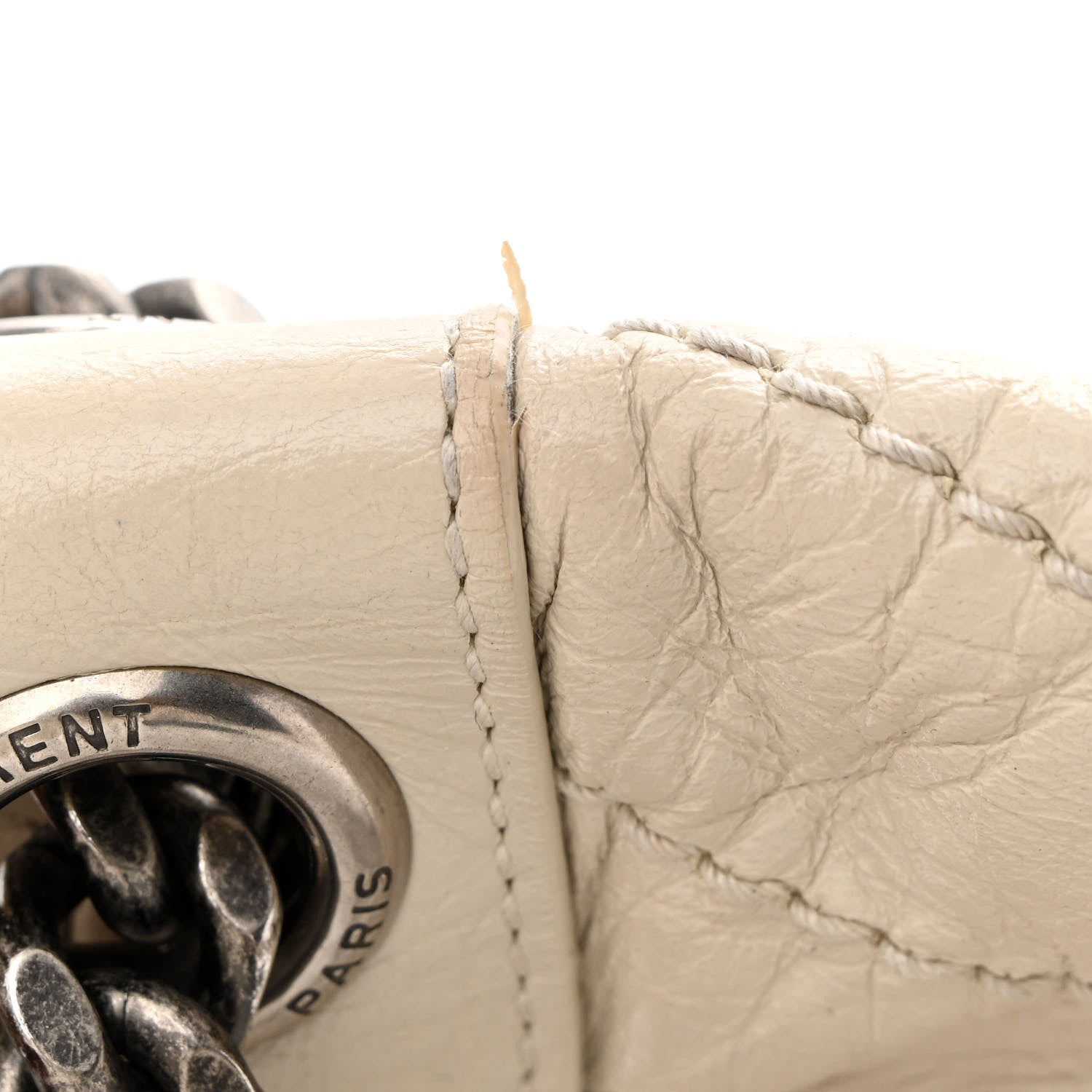 Saint Laurent Crinkled Calfskin Matelasse Monogram Medium Niki Chain Satchel Crema Soft 19 of 20