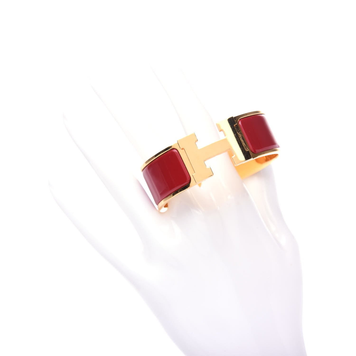 Hermes Enamel Wide Clic Clac H Bracelet PM China Red 2 of 4