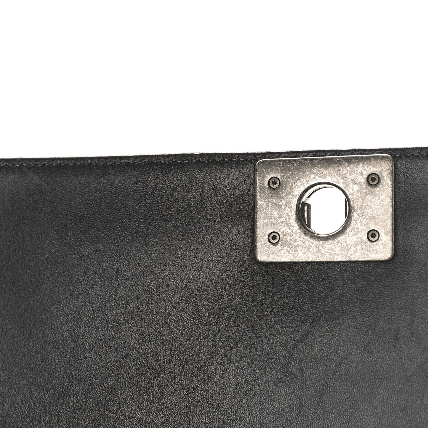 Glazed Calfskin Medium Boy Flap Black