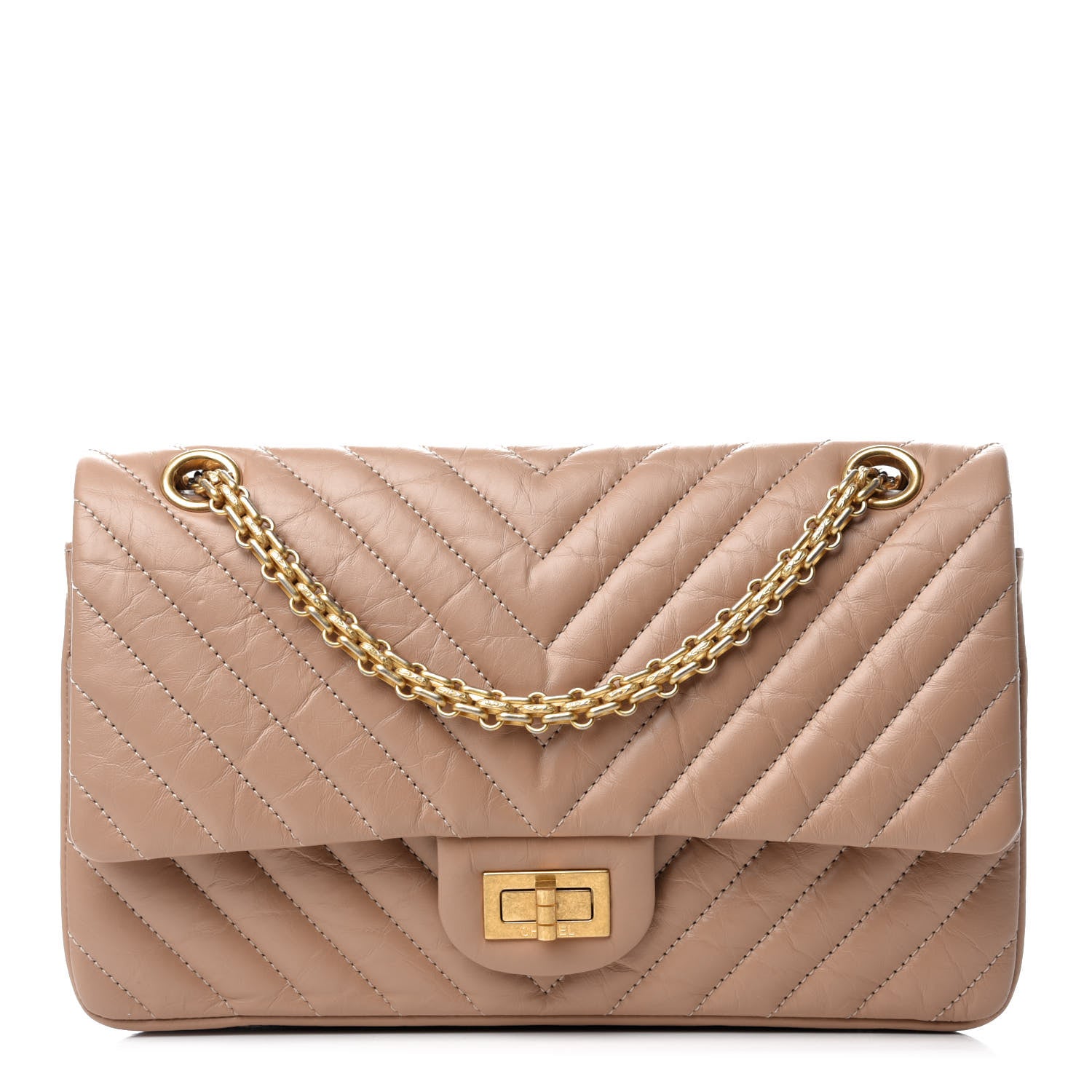 Chanel Aged Calfskin Chevron Quilted 2.55 Reissue 225 Flap Beige 1 of 11
