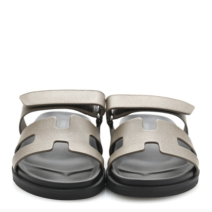 Hermes Epsom Womens Chypre Sandals 39.5 Etoupe 3 of 10