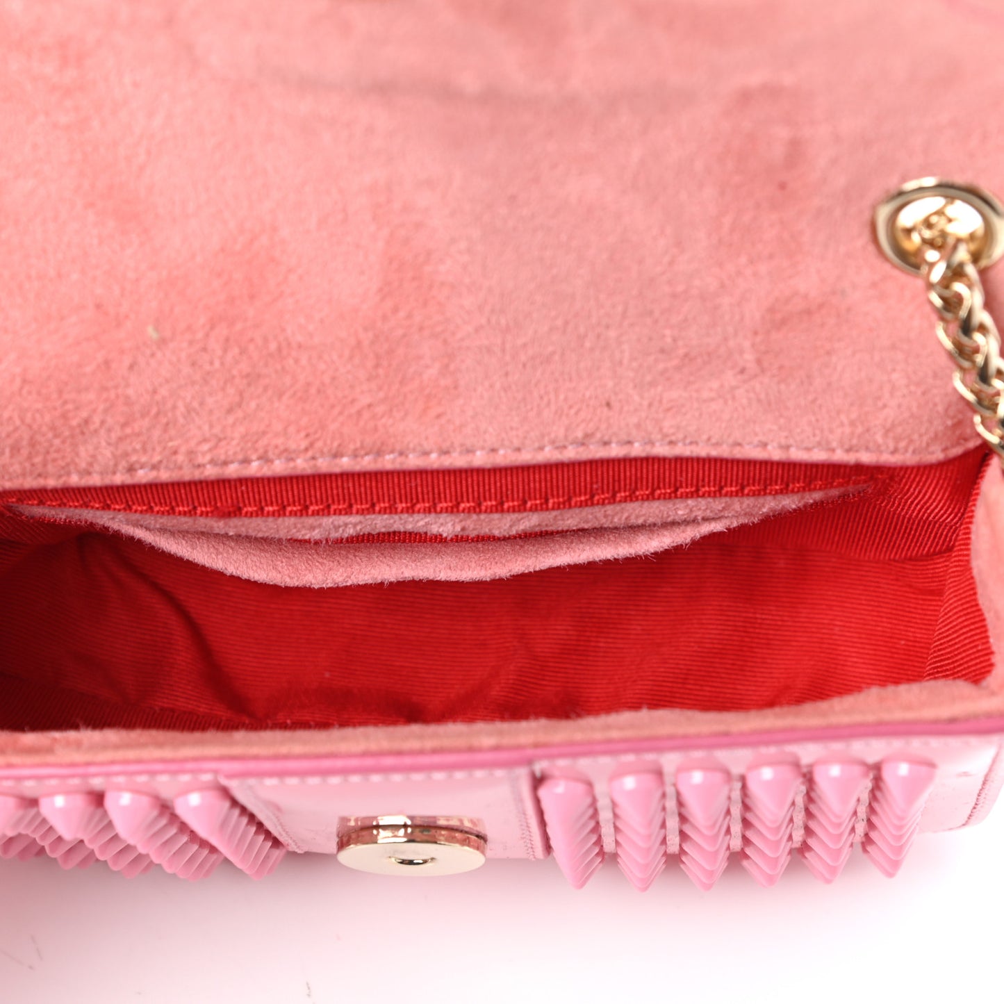 Patent Spiked Sweety Charity Crossbody Bag Rose