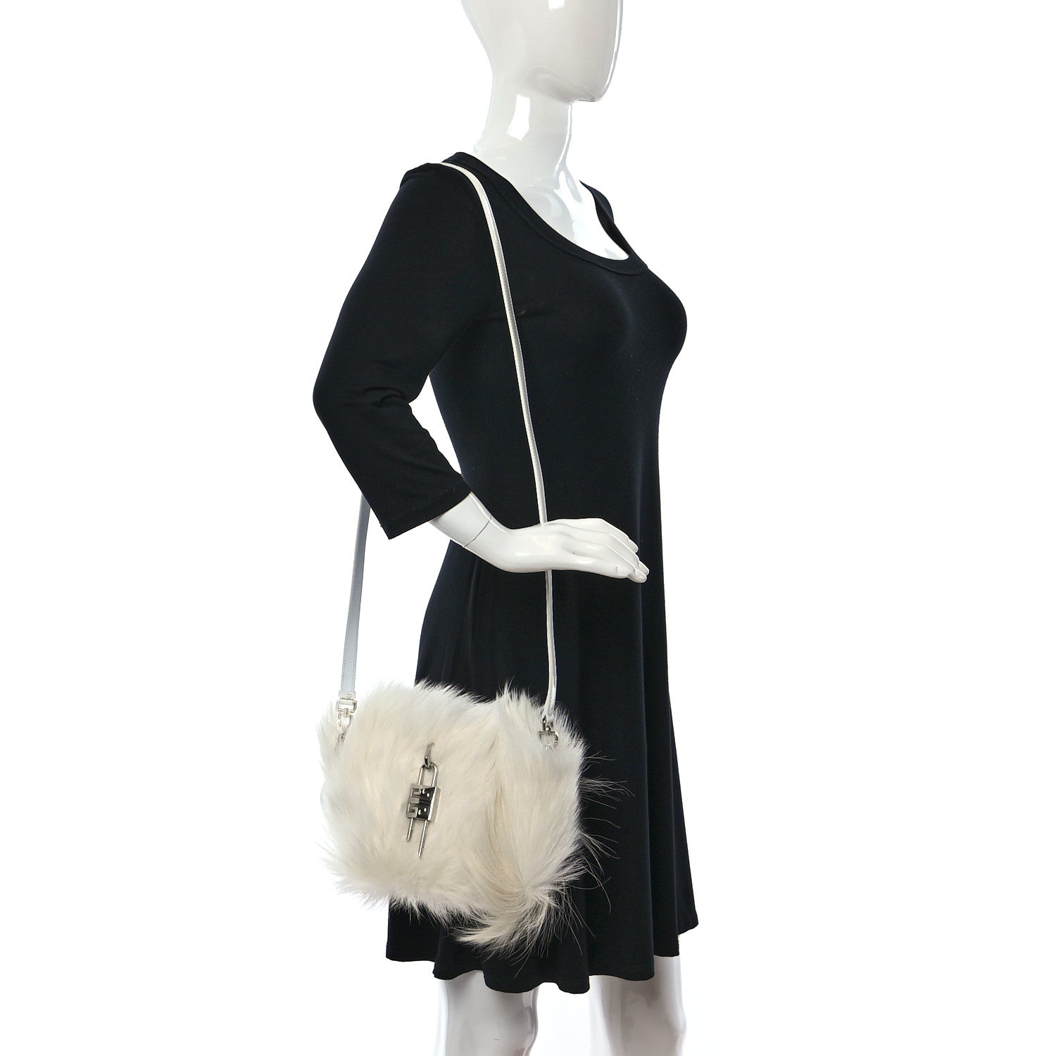 Givenchy Faux Fur XS Lock Antigona Shoulder Bag White 2 of 8