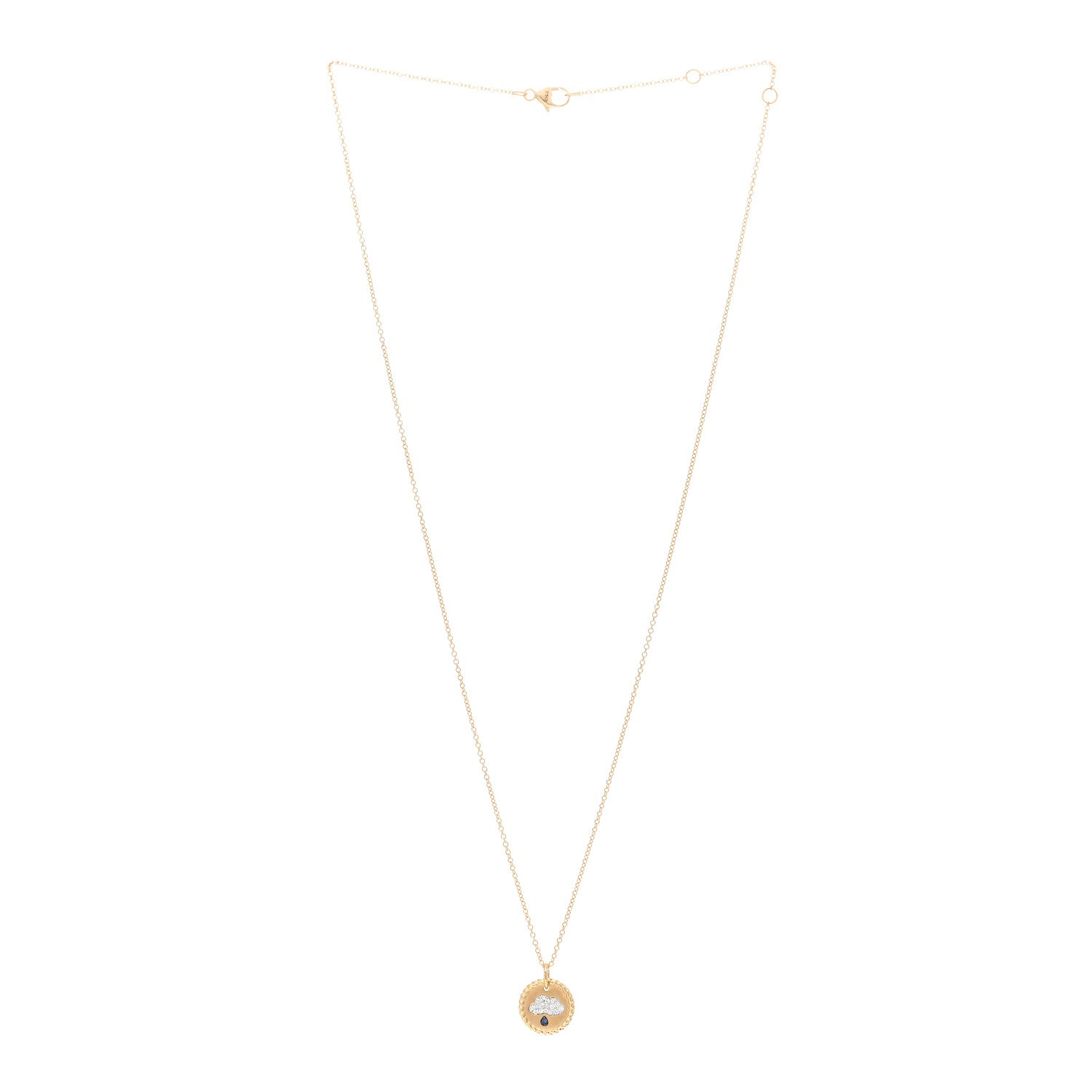 David Yurman 18K Yellow Gold Diamond Sapphire Cable Collectables Cloud Charm Pendant Necklace 2 of 3