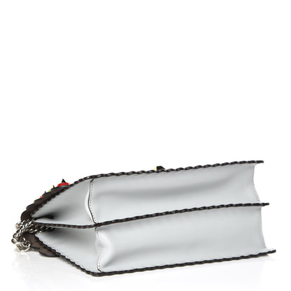 Fendi Vitello Liberty Scalloped Spike Studded Kan I Shoulder Bag Grigio Perla Multicolor 5 of 11