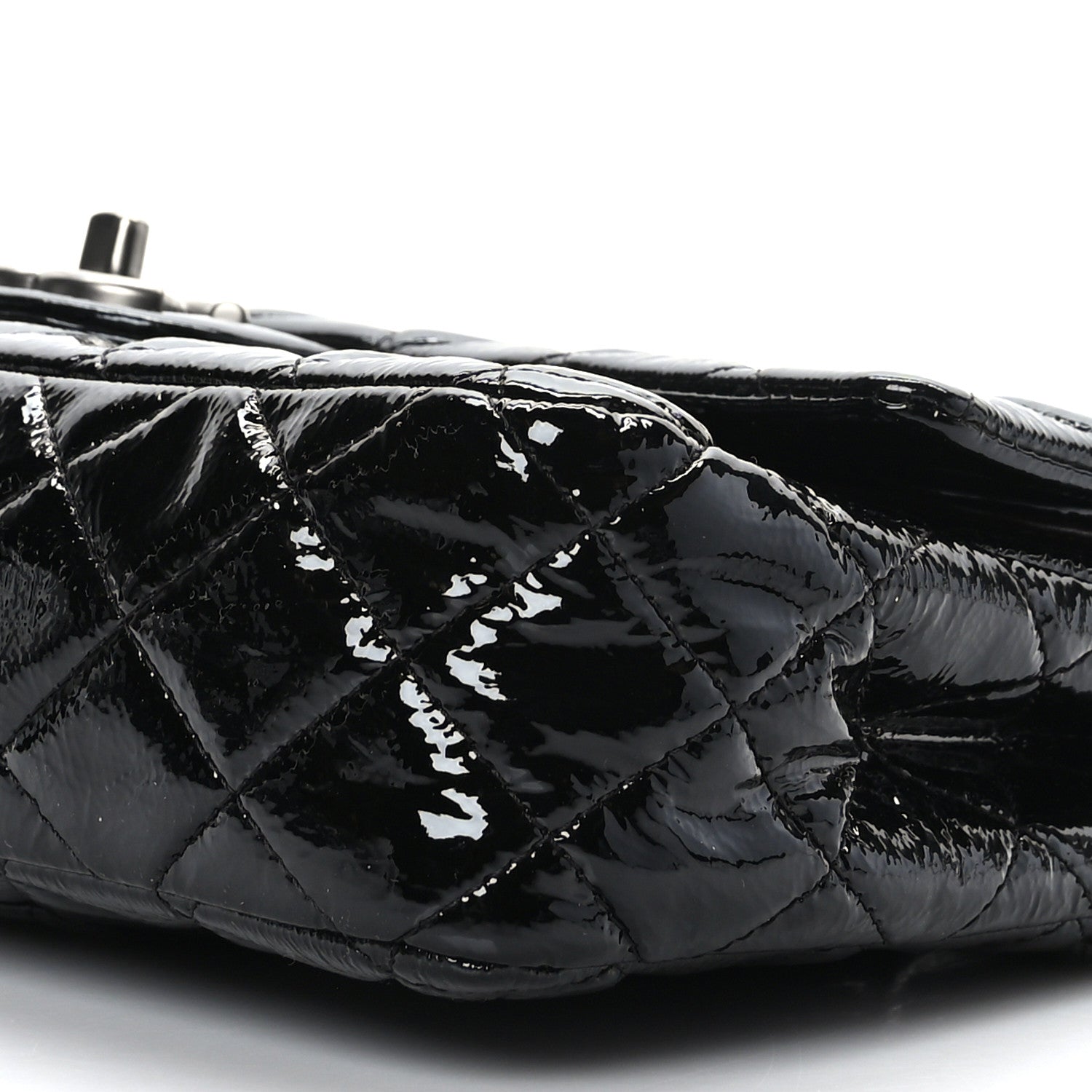 Chanel Crumpled Patent Quilted Medium Double Flap Black 9 of 9
