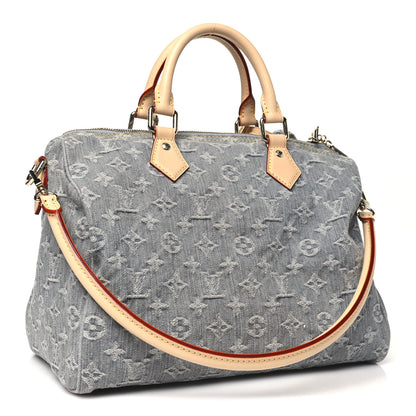 Louis Vuitton Monogram Denim Speedy Soft 30 Washed Gray 3 of 10