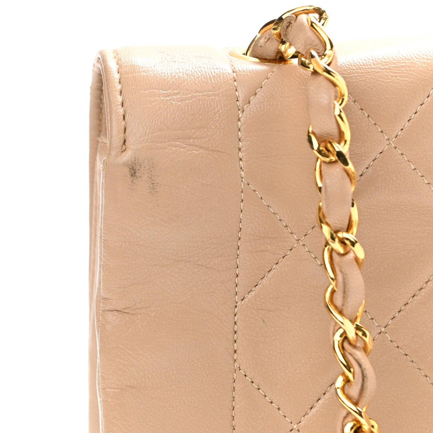 Lambskin Quilted Medium Single Flap Beige