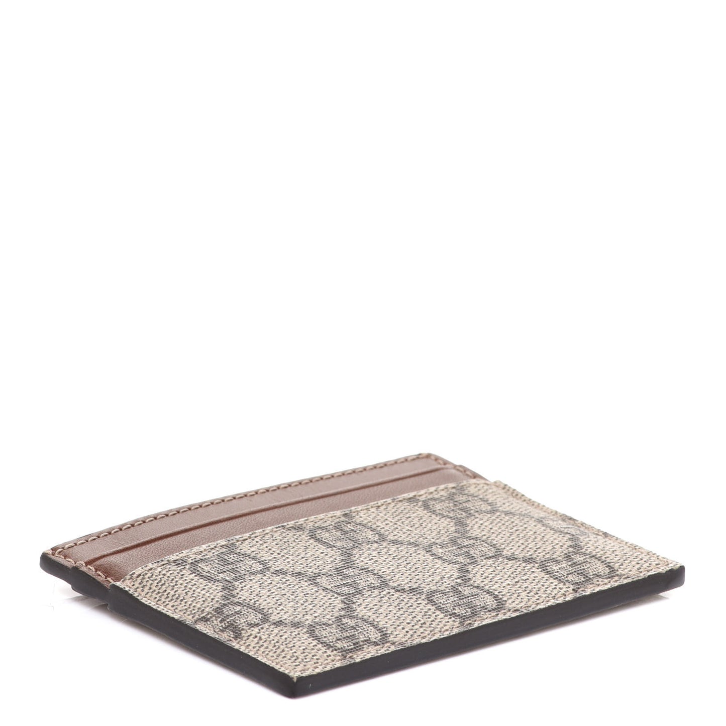 GG Supreme Monogram Calfskin Card Holder Beige Ebony Cuir