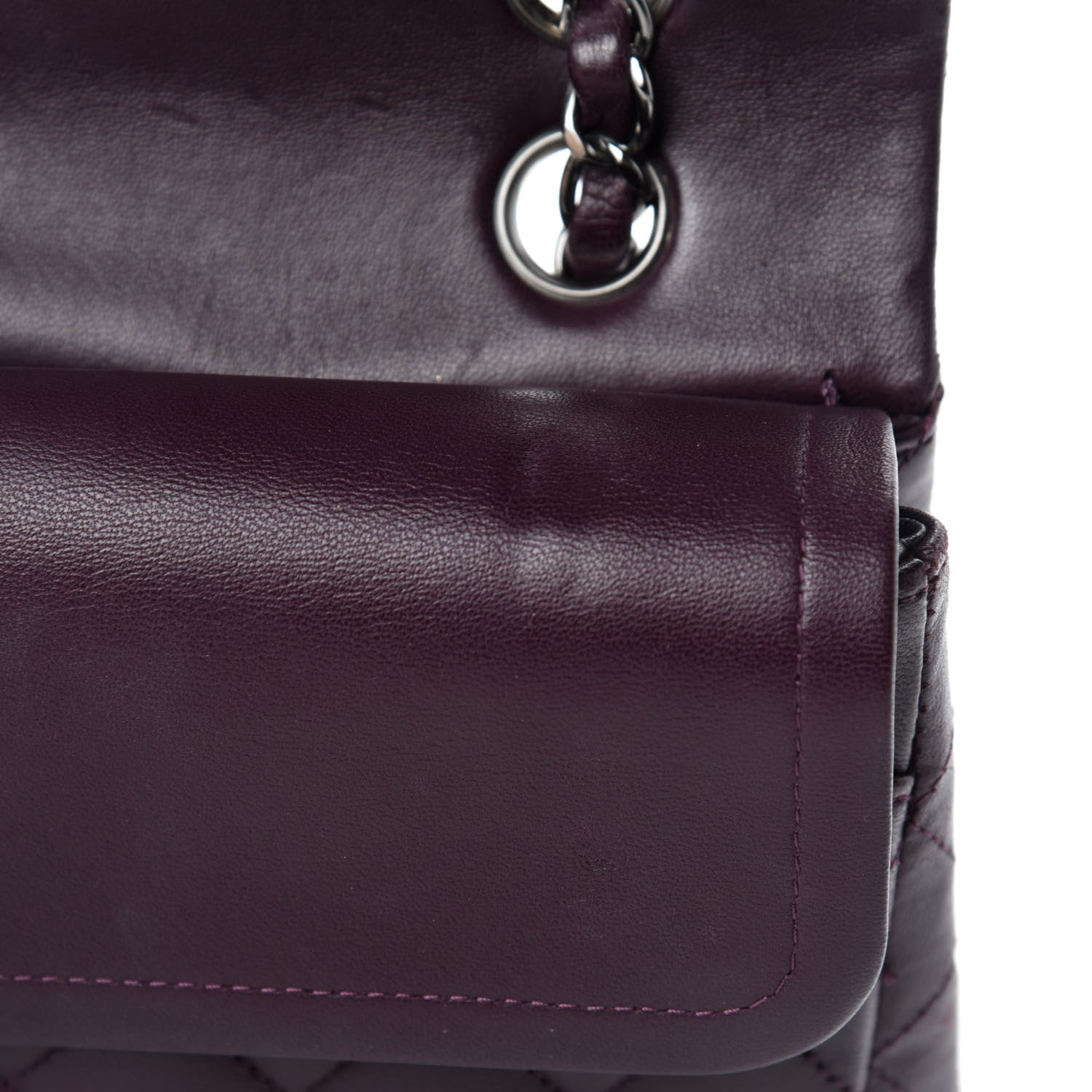 Chanel Lambskin Quilted Medium Double Flap Dark Purple 9 of 13