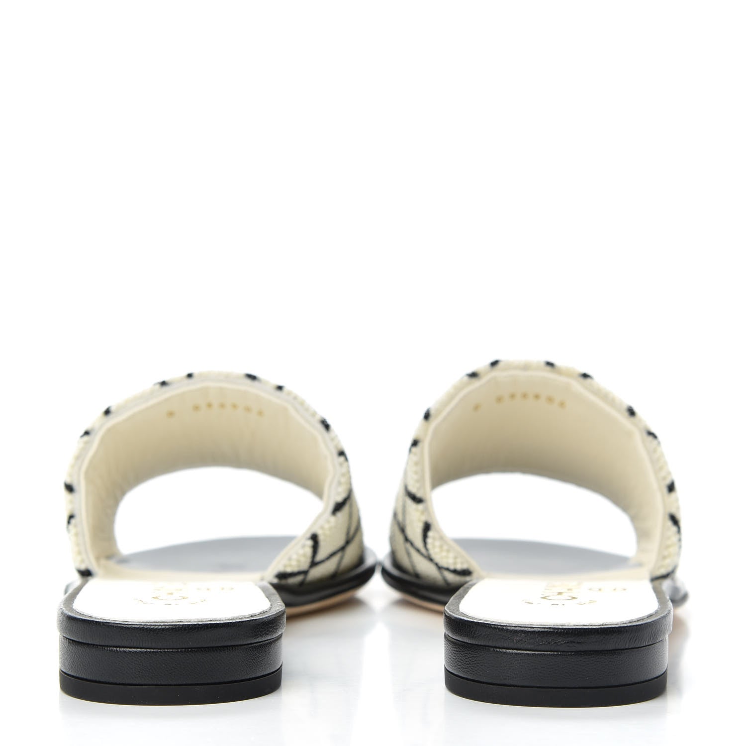 Chanel Pearl Embroidery Flat Sandals 37 White Black 7 of 11