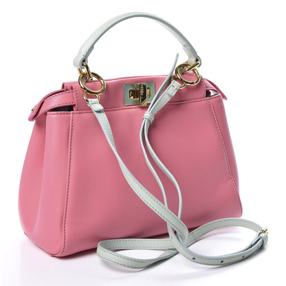 Fendi Nappa Colorblock Mini Peekaboo Iconic Satchel Rosa Fluo Oxigen Slate 2 of 10