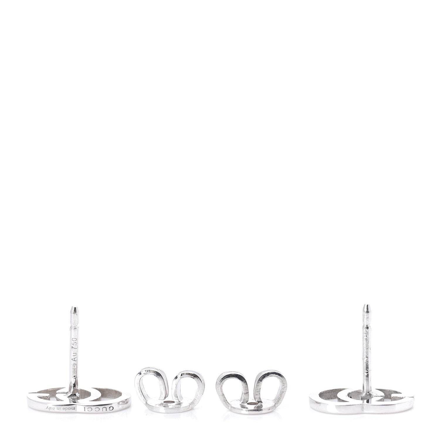 Gucci 18K White Gold GG Tissue Stud Earrings 3 of 6
