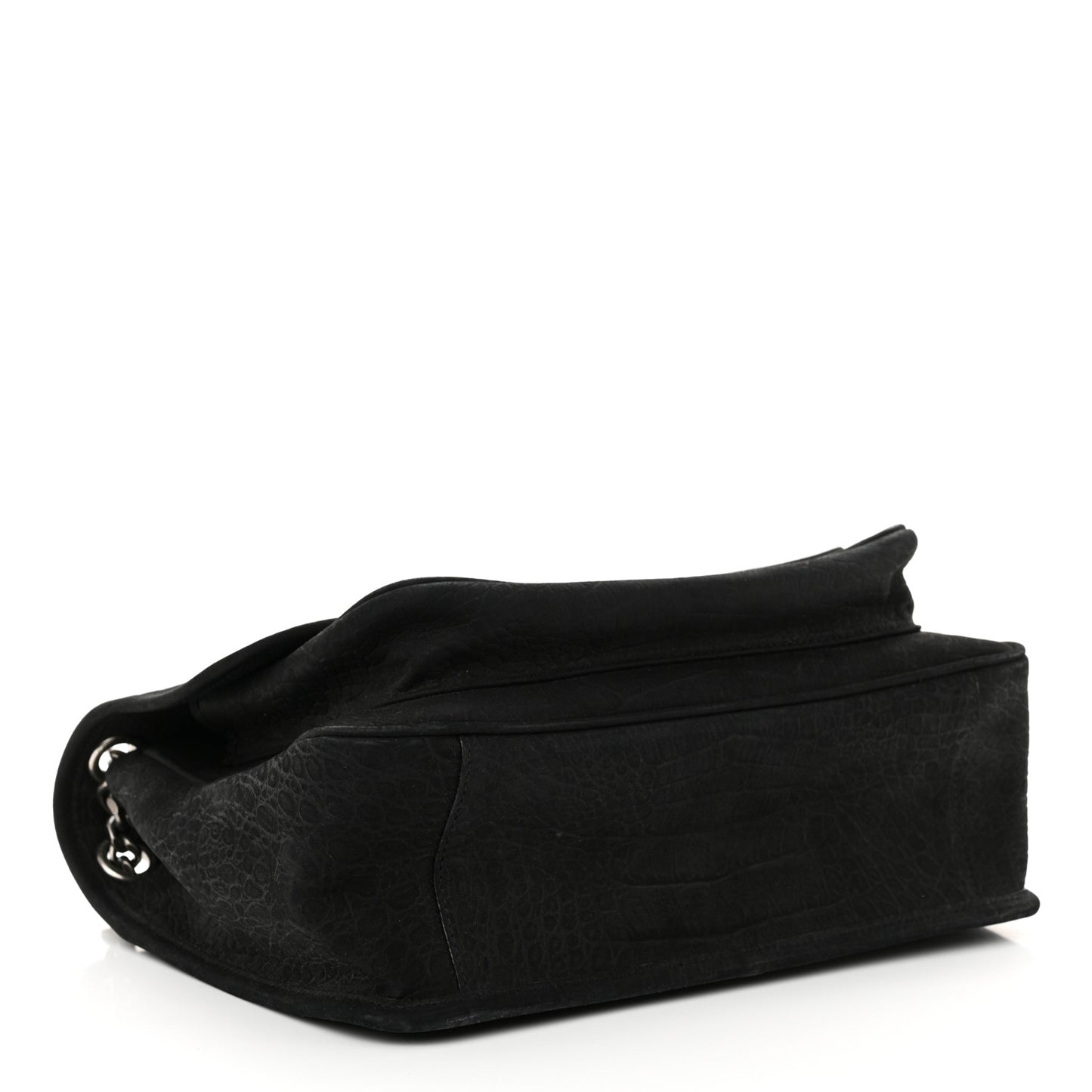 Nubuck Crocodile Embossed Monogram Medium Niki Chain Satchel Black