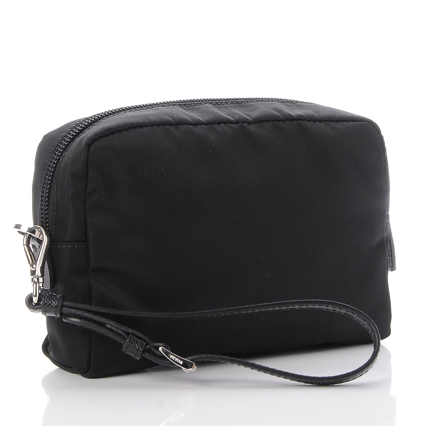 Tessuto Nylon Vela Saffiano Necessaire Wristlet Pouch Black