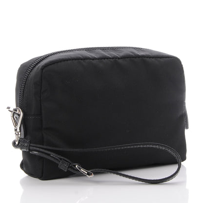 Prada Tessuto Nylon Vela Saffiano Necessaire Wristlet Pouch Black 3 of 7