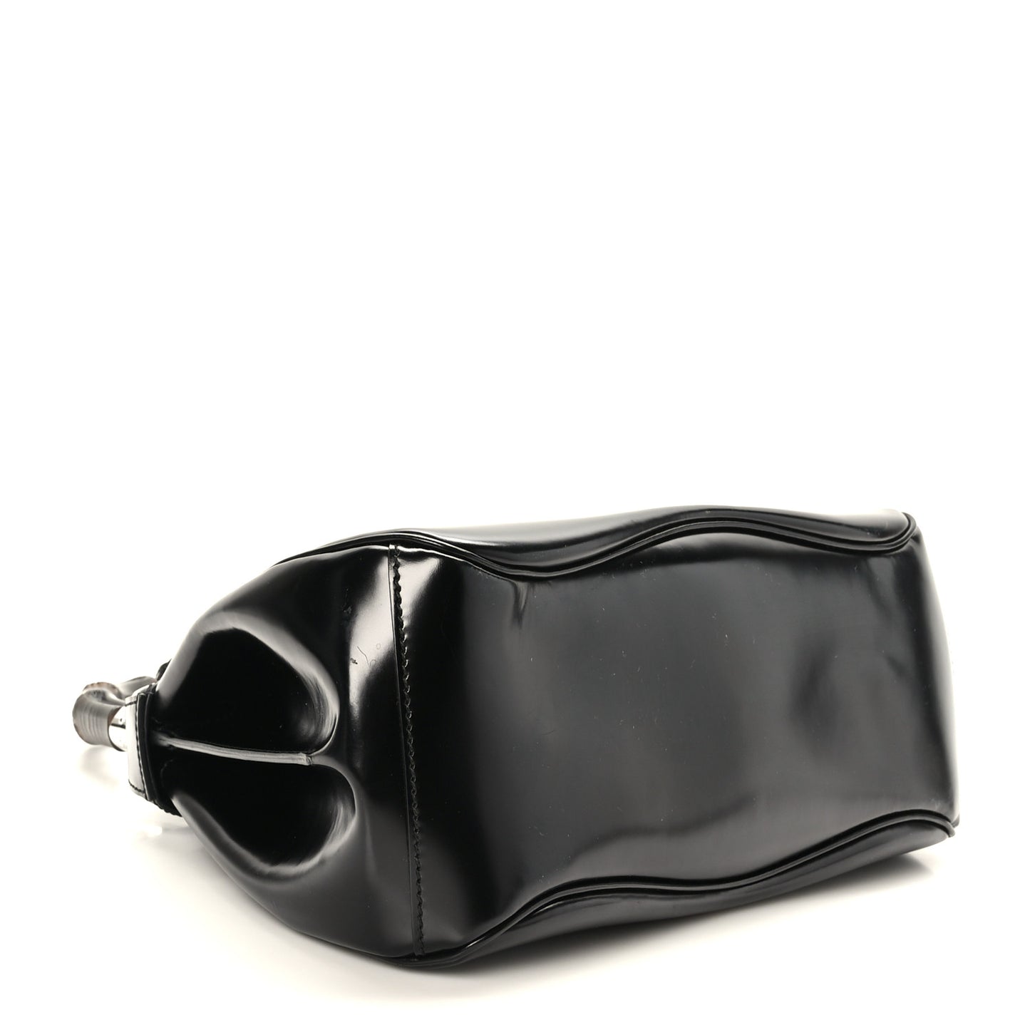 Regent Calfskin Bamboo Medium Lady Lock Top Handle Bag Black