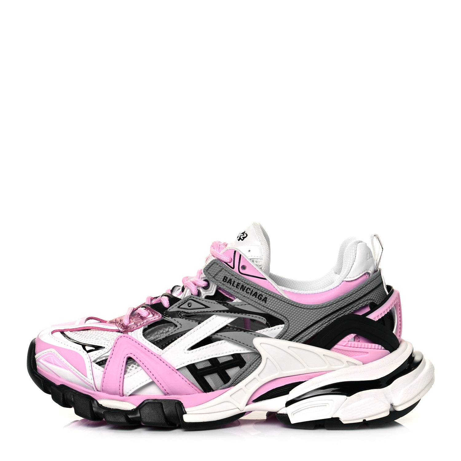 Balenciaga Rubber Mesh Tri-Color Womens Track.2 Open Sneakers 39 Pink Grey White 1 of 7