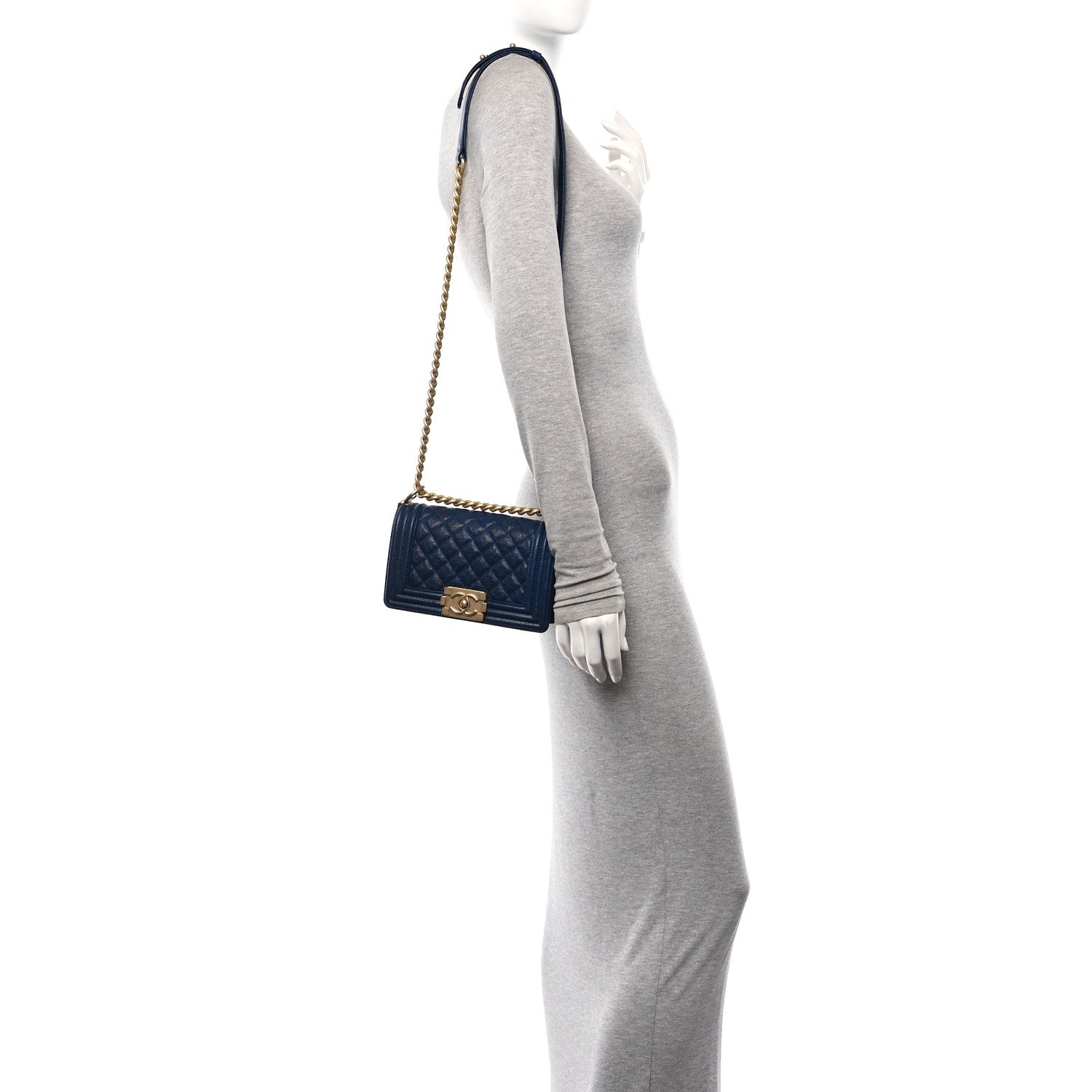 Chanel Caviar Quilted Small Boy Flap Navy 2 of 10
