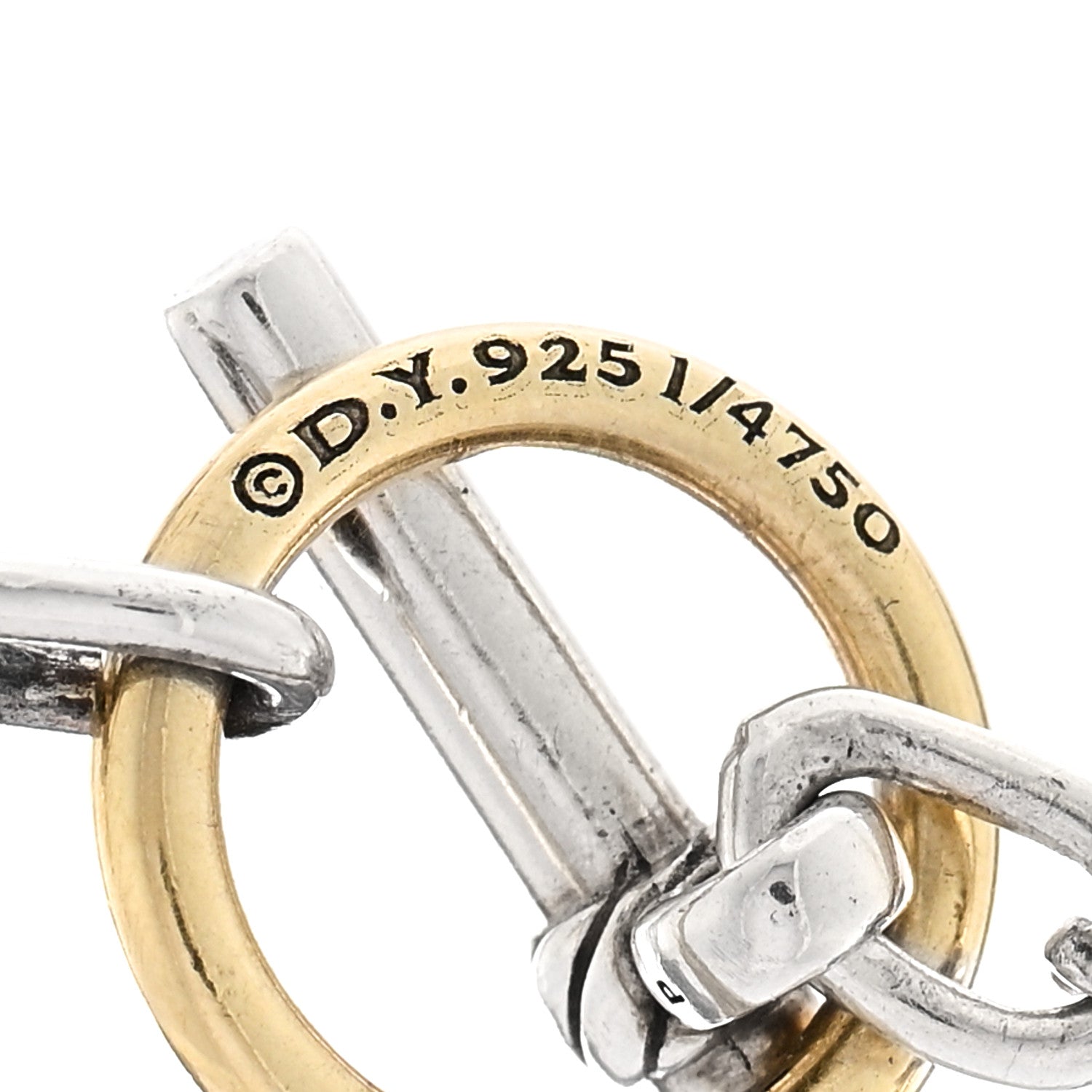 David Yurman Sterling Silver 18K Yellow Gold Madison Three Ring Chain Necklace 5 of 5