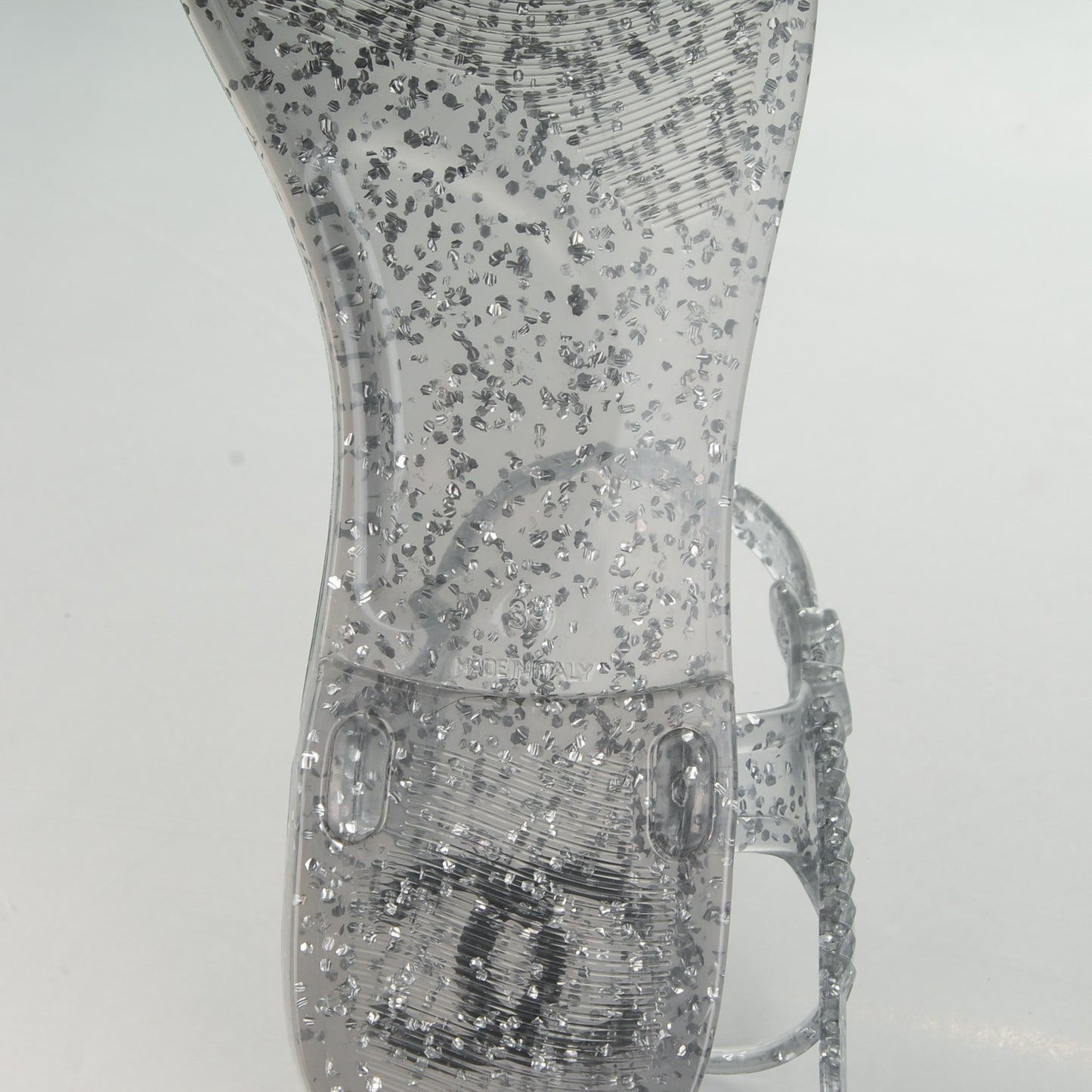 Jelly Camellia Glitter Thong Sandals 39 Silver
