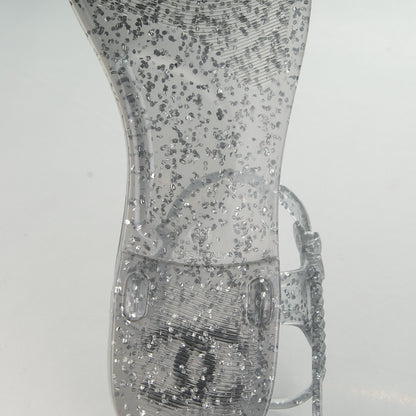 Chanel Jelly Camellia Glitter Thong Sandals 39 Silver 6 of 9
