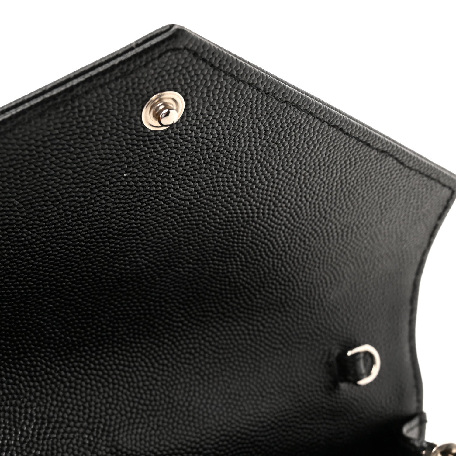 Saint Laurent Grain De Poudre Matelasse Chevron Monogram Envelope Chain Wallet Black 15 of 16