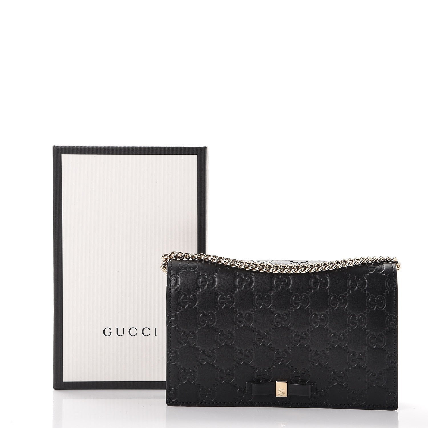 Gucci Guccissima Signature Bowy Chain Wallet Black 8 of 8