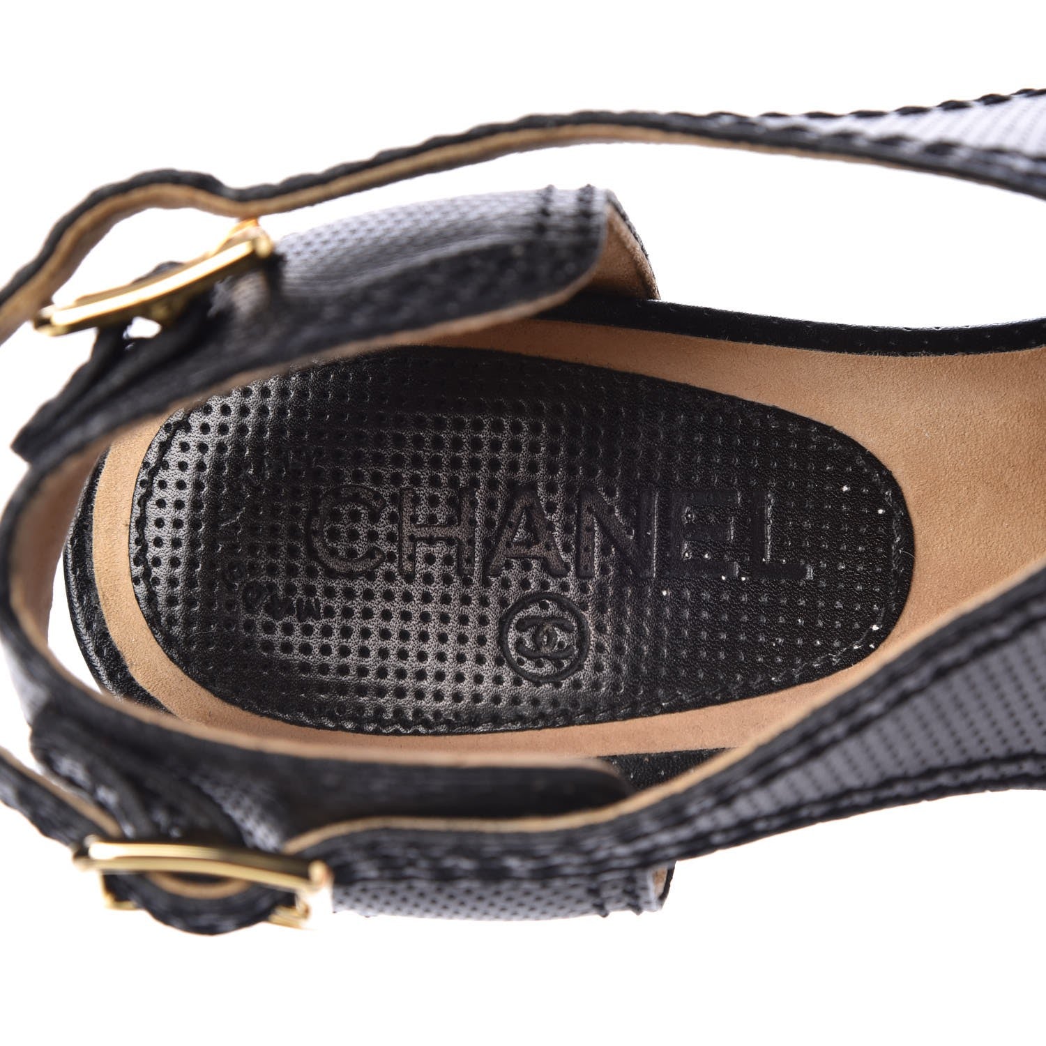 Chanel Lambskin Perforated Wood CC Clogs 38 Black 9 of 14