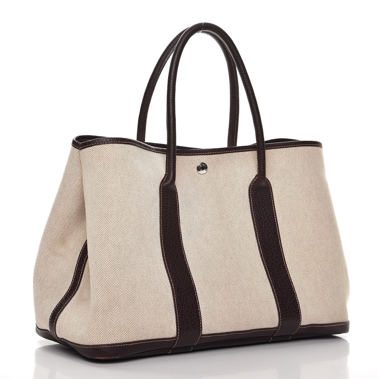 Toile Buffle Gala Garden Party Tote 36 MM Marron Fonce