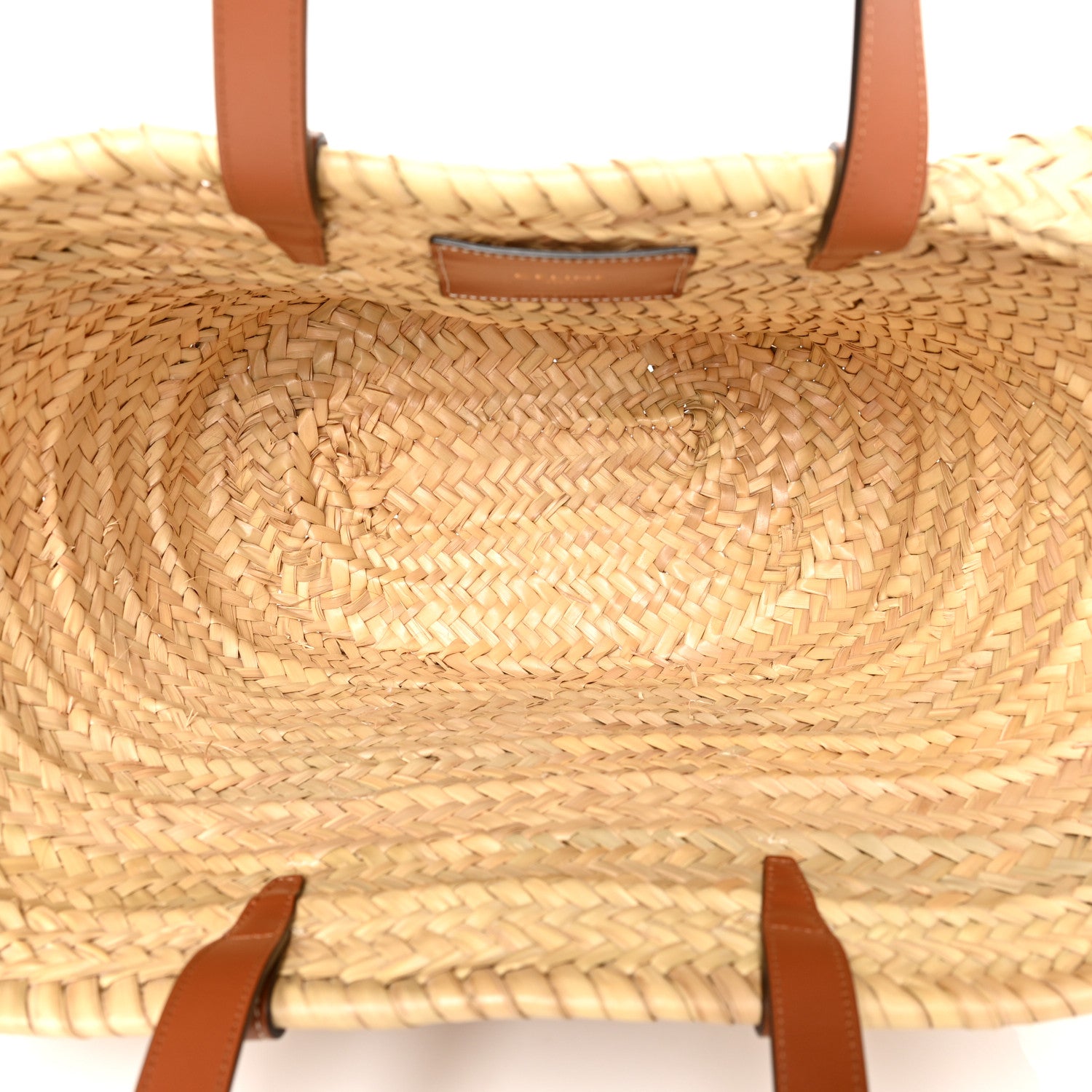 Celine Raffia Calfskin Triomphe Medium Panier Tan 5 of 9
