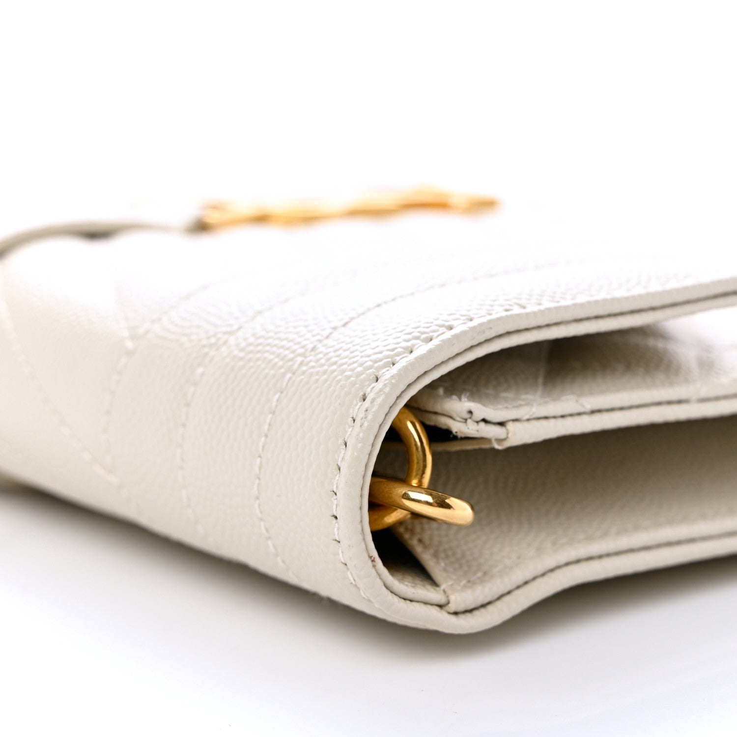 Saint Laurent Grain De Poudre Textured Mixed Matelasse Triquilt Monogram Clutch Blanc Vintage 10 of 13