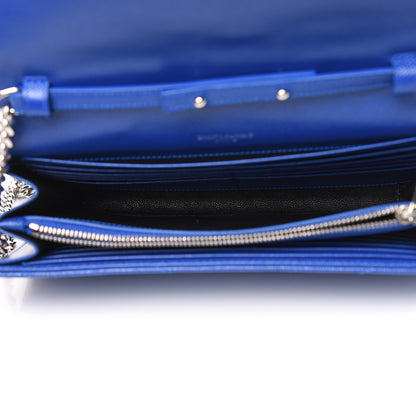 Saint Laurent Grain De Poudre Matelasse Chevron Monogram Chain Wallet Blue Majorelle 5 of 10
