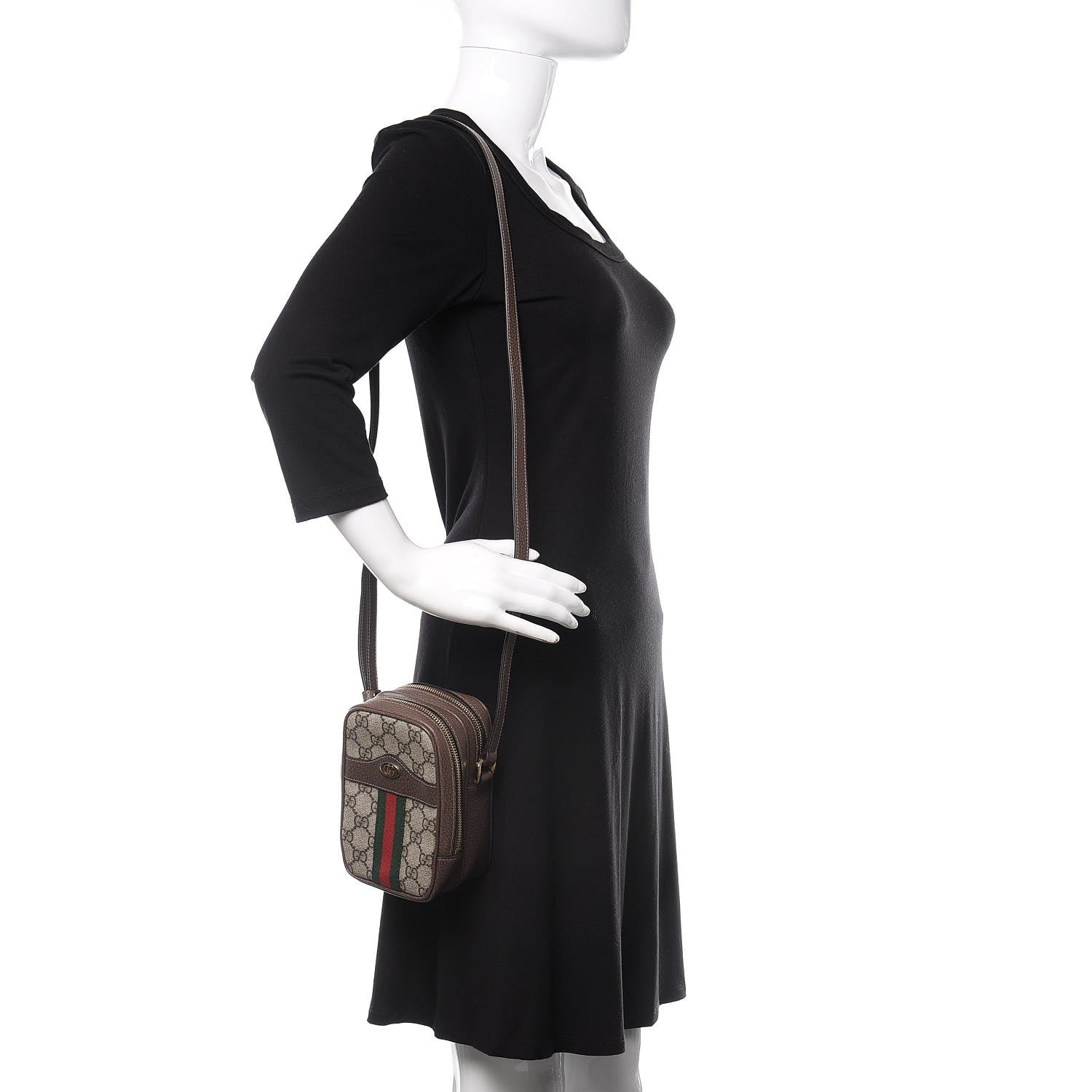 Gucci GG Supreme Monogram Web Mini Ophidia Double Zip Crossbody Bag Beige New Acero 2 of 11