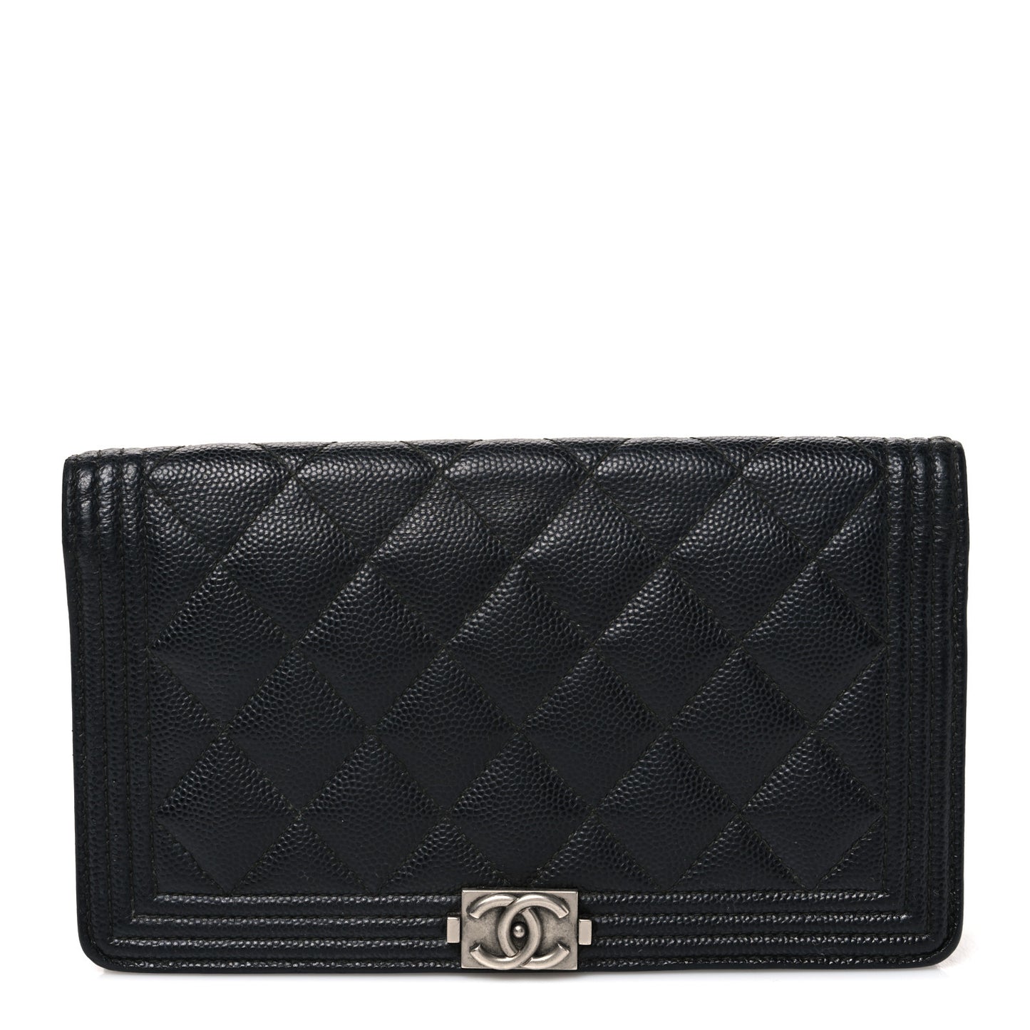 Caviar Quilted Boy Yen Wallet Black