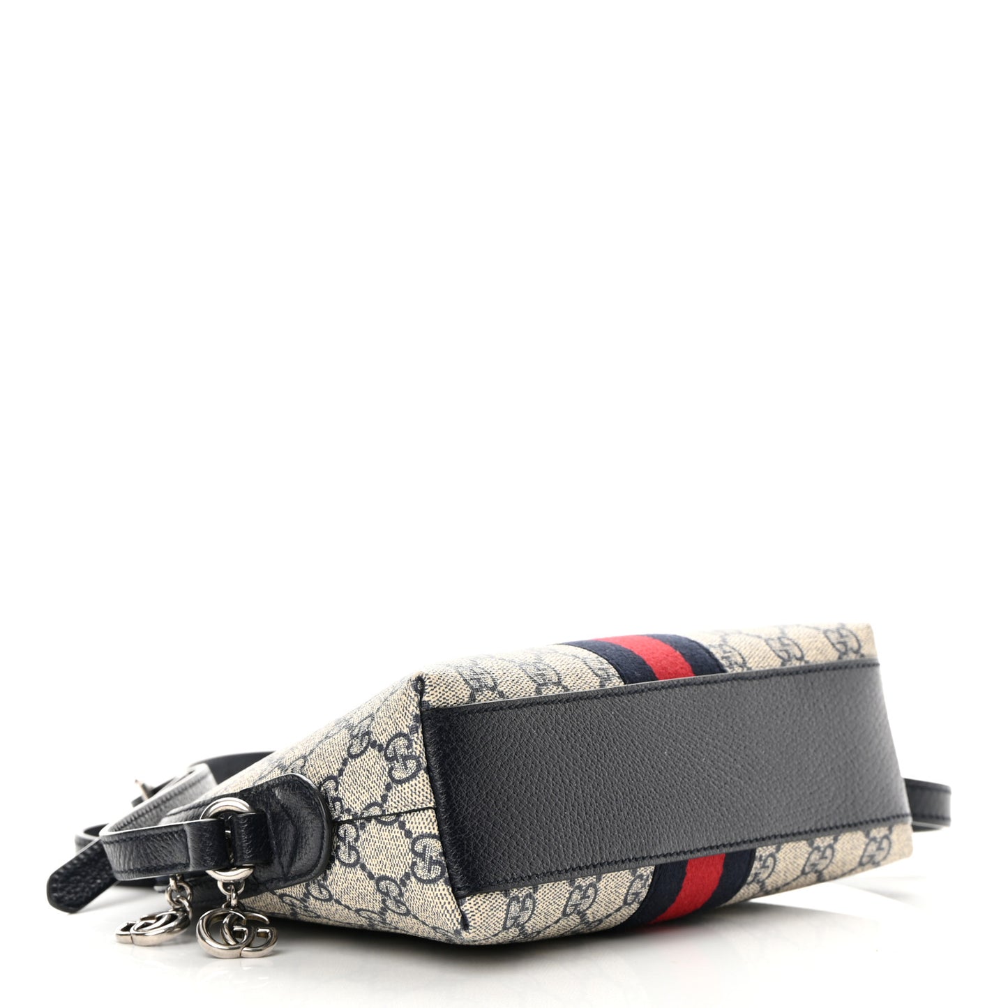 GG Supreme Monogram Textured Dollar Calfskin Web Small Ophidia Dome Shoulder Bag Beige Blue