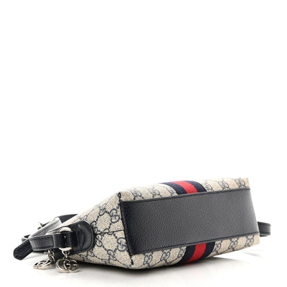 Gucci GG Supreme Monogram Textured Dollar Calfskin Web Small Ophidia Dome Shoulder Bag Beige Blue 4 of 12