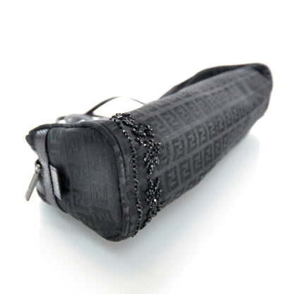 Fendi Zucchino Snakeskin Beaded Satchel Black 5 of 10