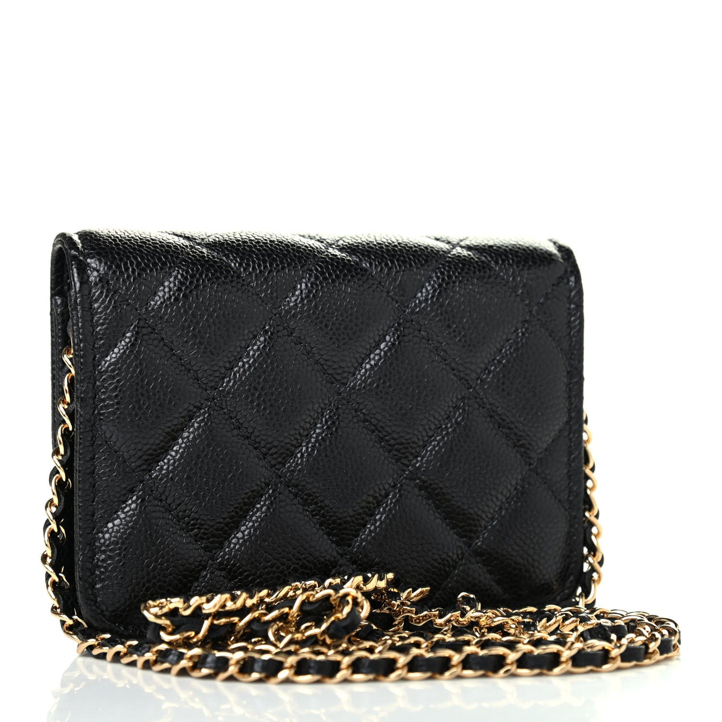 Caviar Quilted Miss Coco Clutch With Chain Black