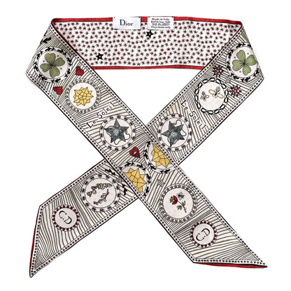 Christian Dior Silk Le Soleil Tarot Mitzah Scarf Off White 1 of 5