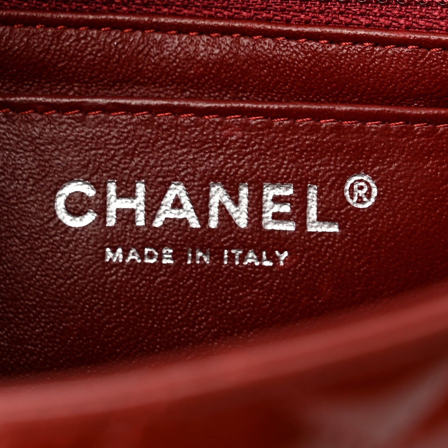 Patent Quilted Mini Square Flap Dark Red