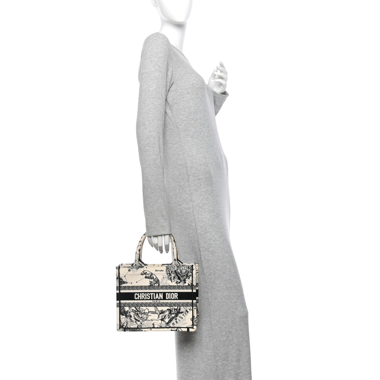 Christian Dior Canvas Embroidered Small Zodiac Toile De Jouy Book Tote Latte 2 of 11