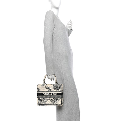 Christian Dior Canvas Embroidered Small Zodiac Toile De Jouy Book Tote Latte 2 of 11