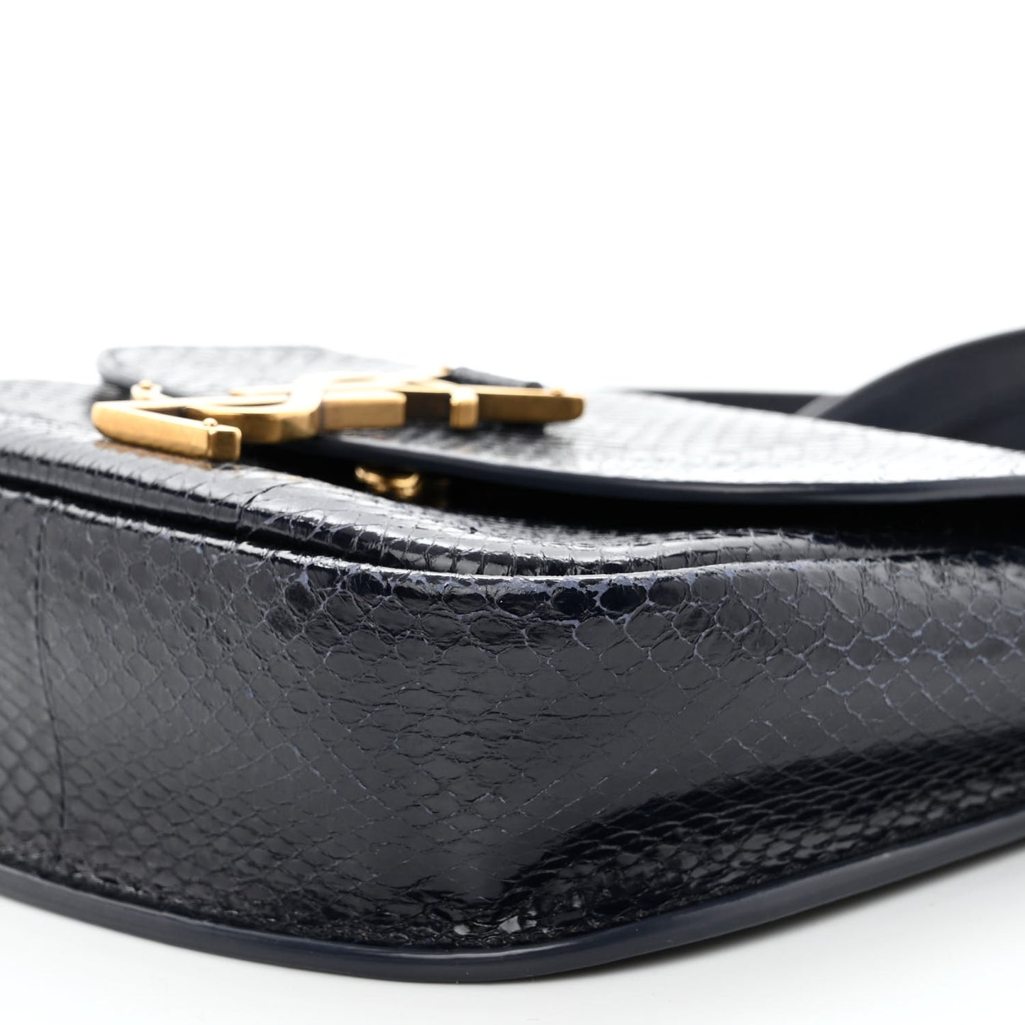 Snakeskin Small Kaia Satchel Navy