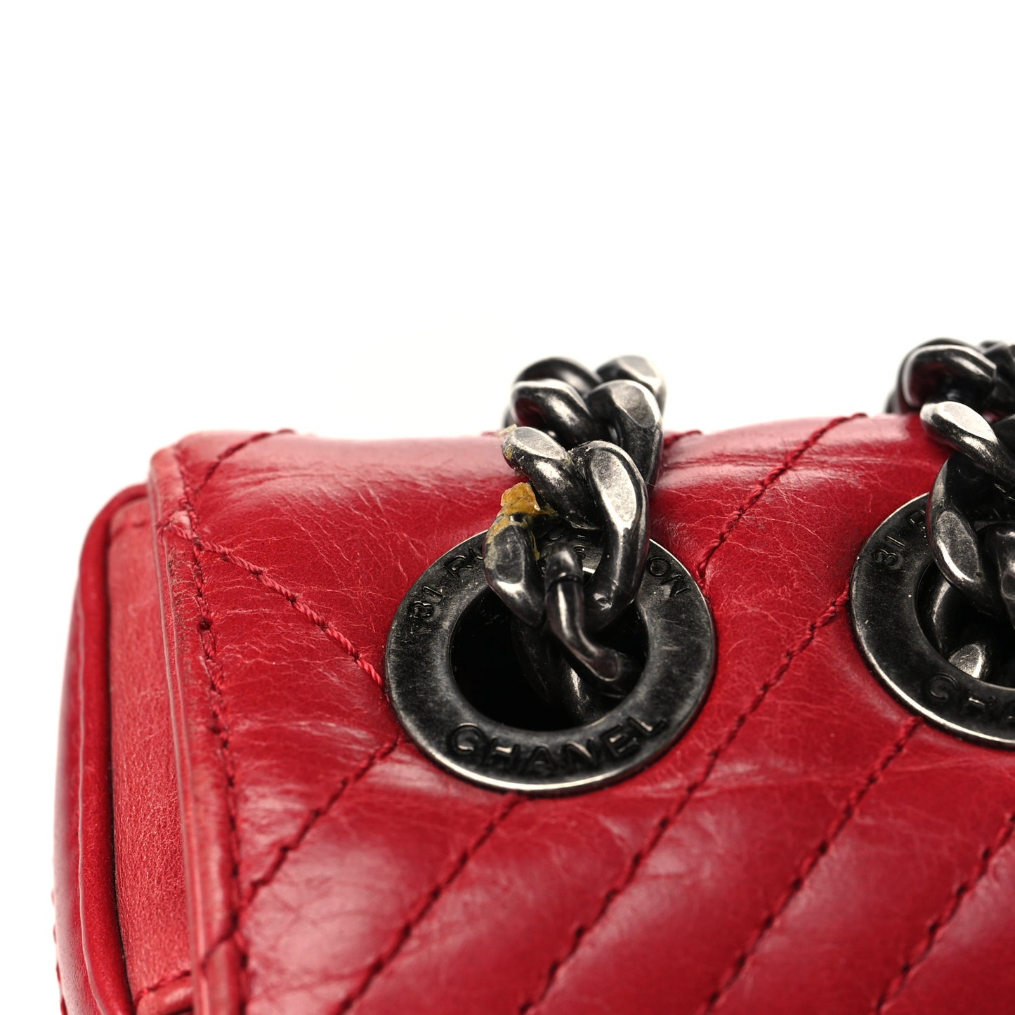 Glazed Calfskin Quilted Small Coco Boy Flap Red