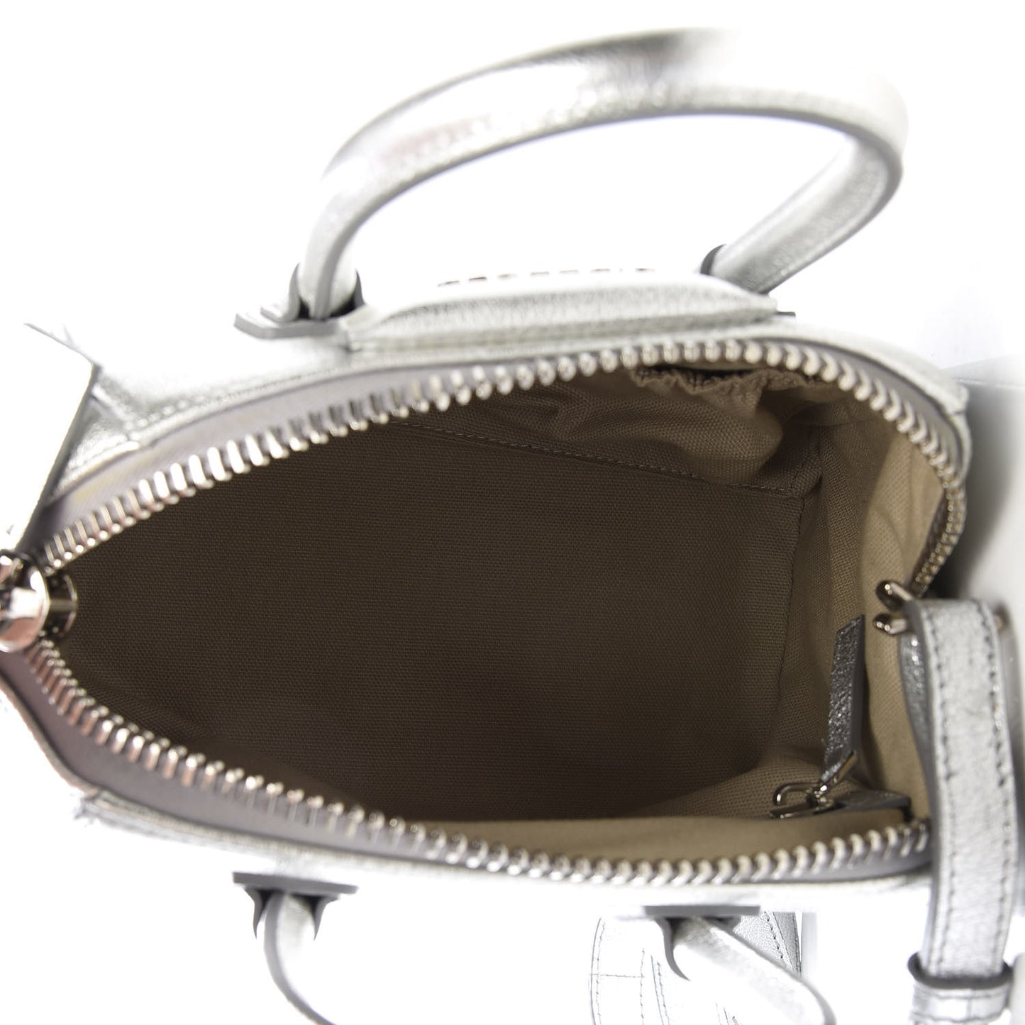 Metallic Sugar Goatskin Mini Antigona Silver