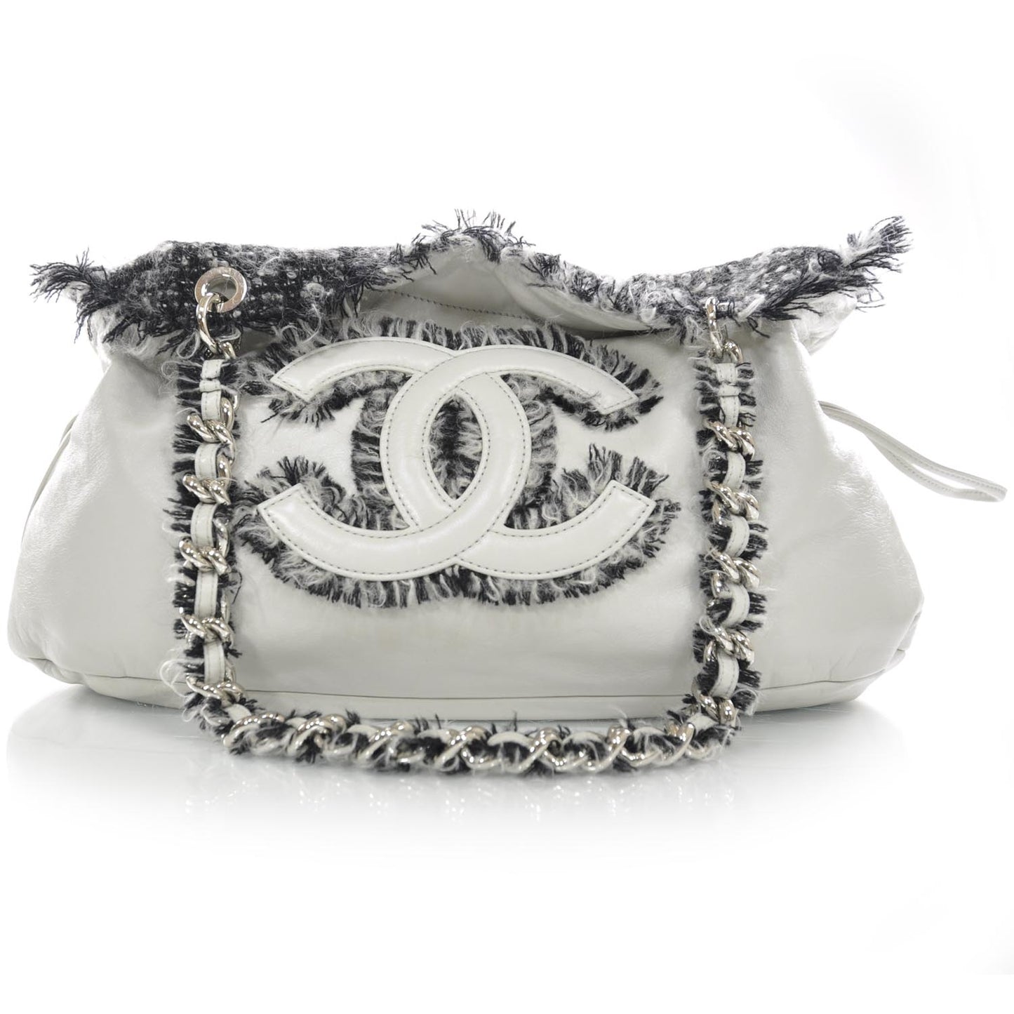Lambskin Drawstring Tweedy Tote
