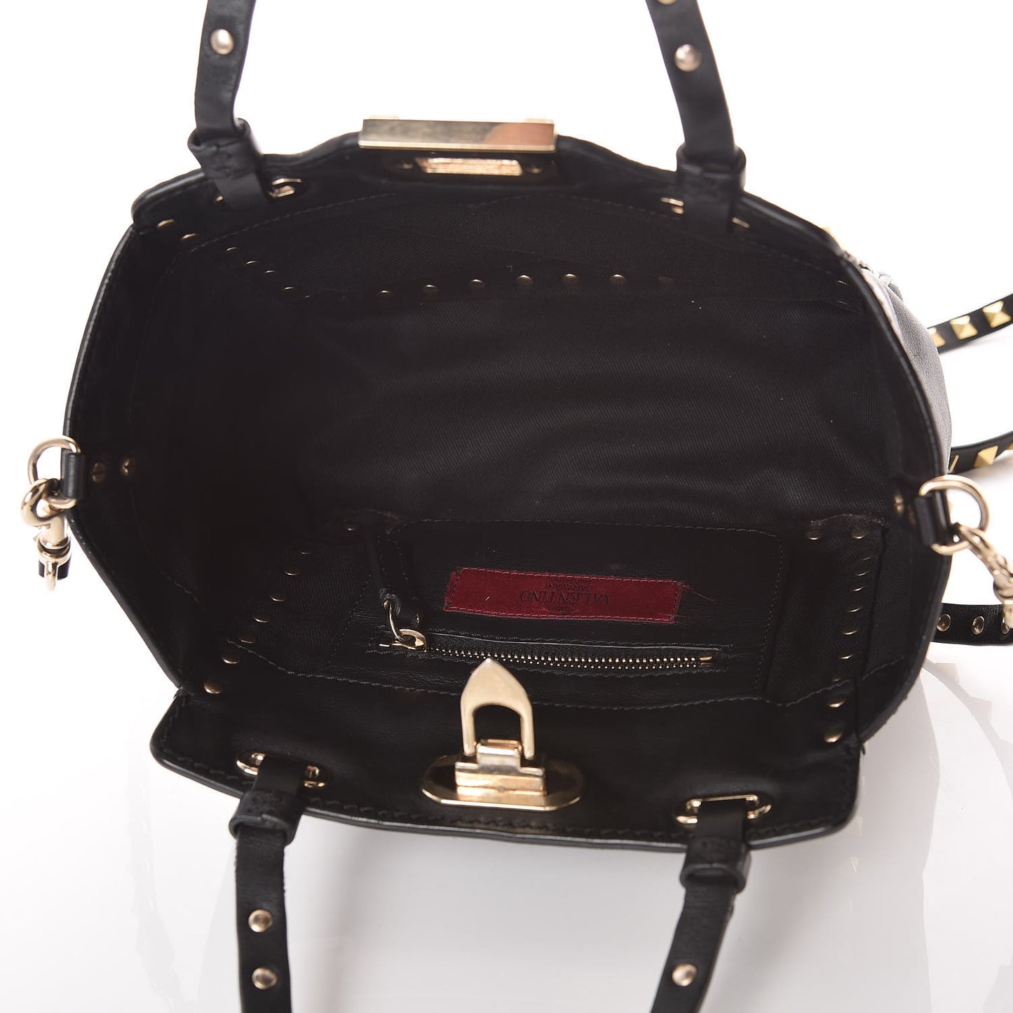Vitello Mini Rockstud Tote Black