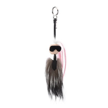 Fendi Mink Fox Goat Fur Mini Karlito Bag Charm Pink 1 of 6